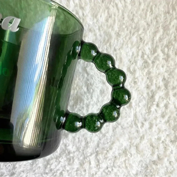 Green Glass Beaded Handle Matcha Mugs - Set of 2 - Picture 2 of 6